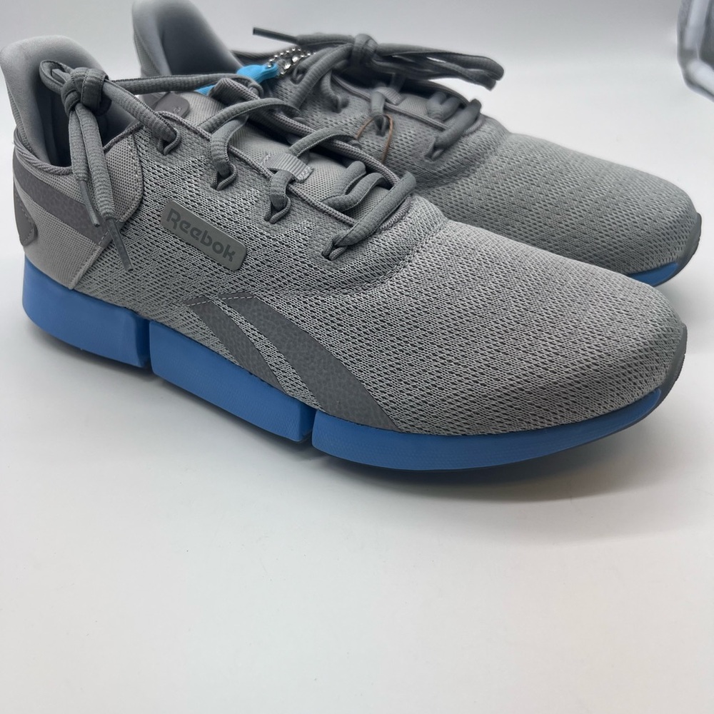 Reebok Gray Mesh Sneakers with Blue Sole